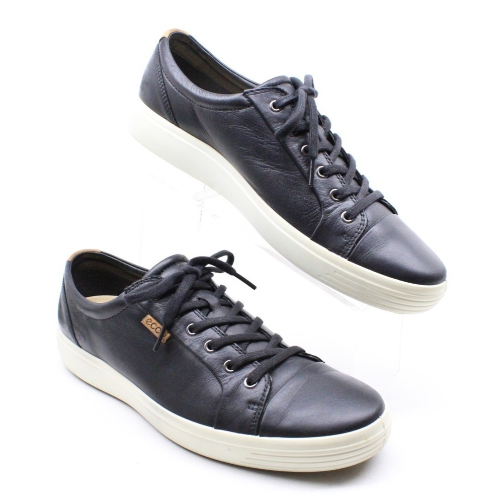 ECCO Soft 7 City Sneaker Mens 47 EU 13-13.5 US Extra Width Black Leather Low Top